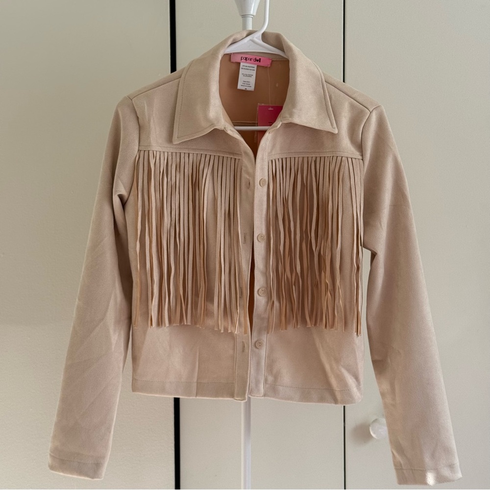 Paper Doll Tan Fringe Jacket